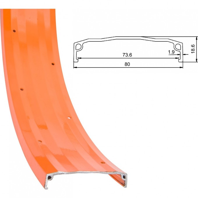 Обод 24" XP-736 32H одинарный, оранжевый (для Nav. 480MD FAT BIKE) 330118