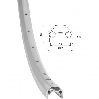 Обод 26" XD-180 36Н двойной, серебристый